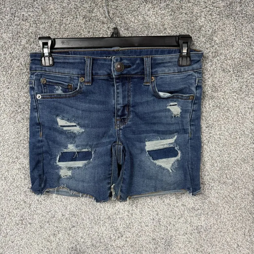 American Eagle Midi Shorts 00 27x4.5 Distressed Indie Sleaze Festival Streetwear